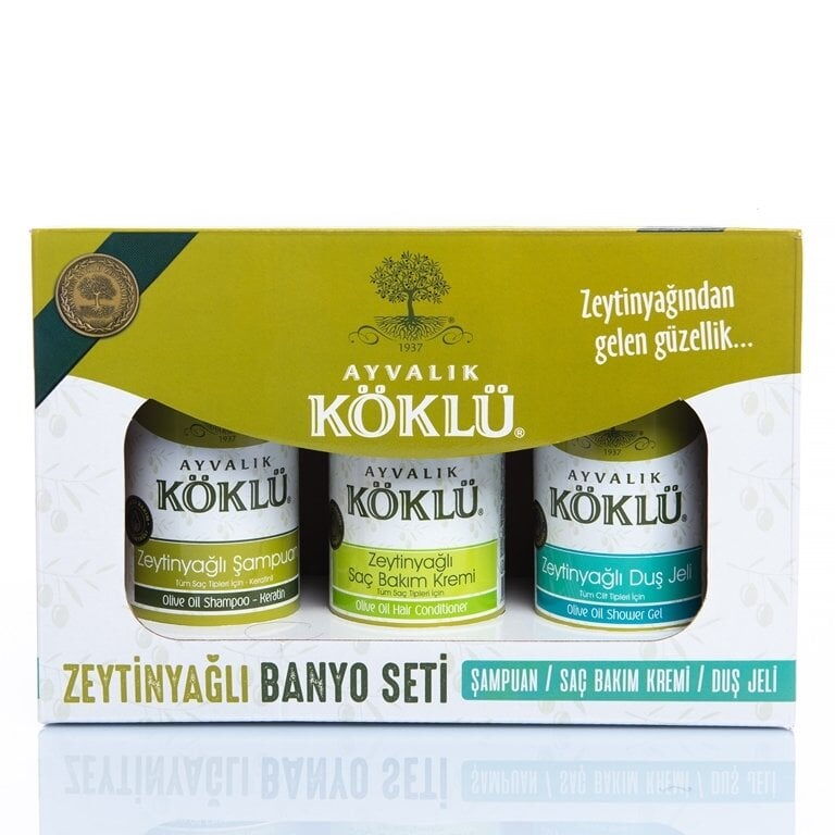 KÖKLÜ ZEYTİNYAĞLI BANYO SETİ 3 LÜ