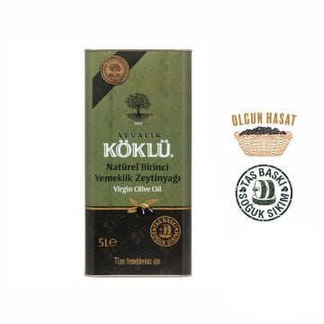 Taş Baskı Soğuk Sıkım Naturel Birinci Yemeklik Ayvalık Zeytinyağı 5 lt Teneke