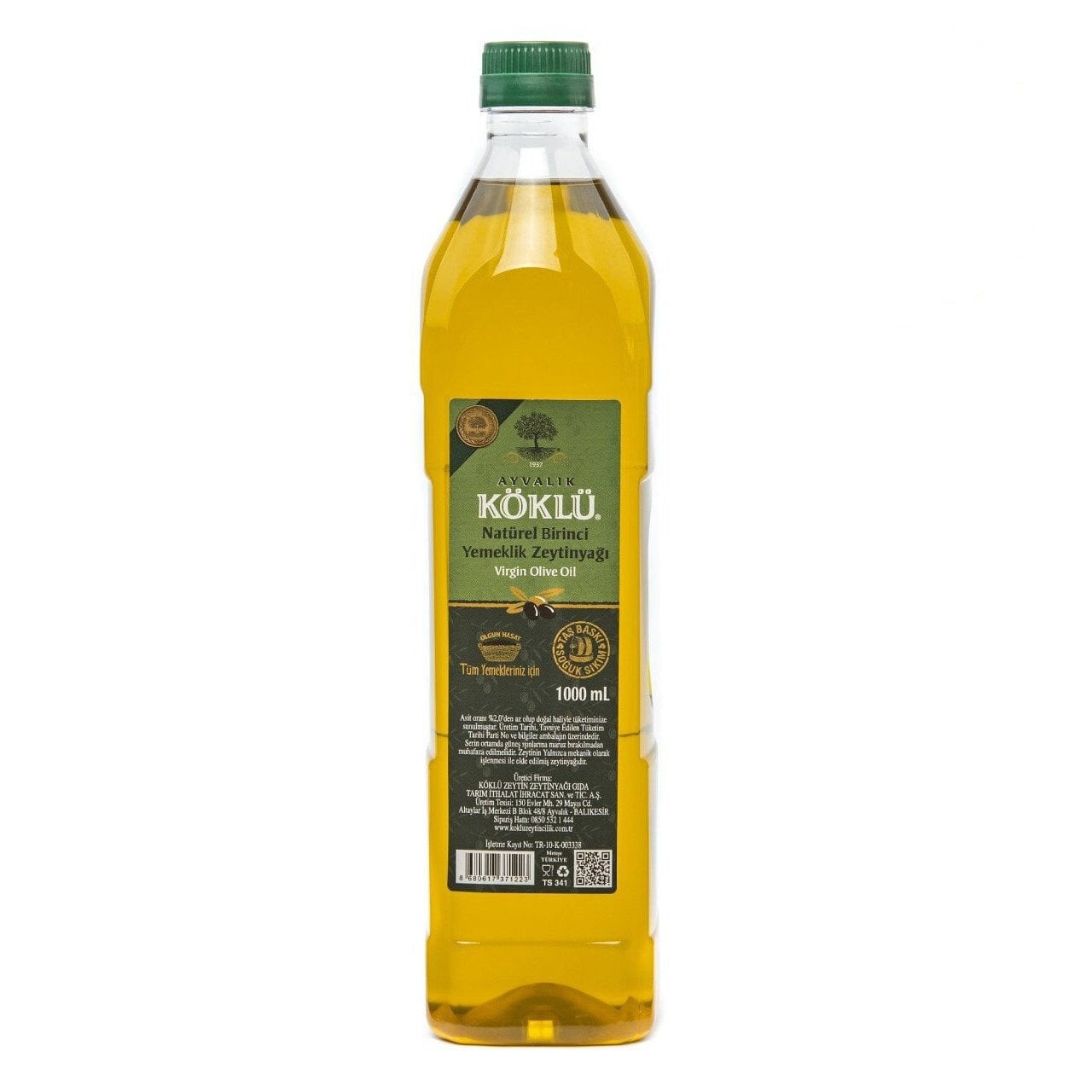 Taş Baskı Soğuk Sıkım Naturel Birinci Yemeklik Ayvalık Zeytinyağı 1 Lt Pet