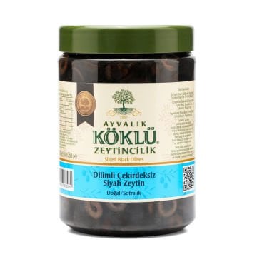 Dilimli Çekirdeksiz Siyah  Zeytin 1000 cc